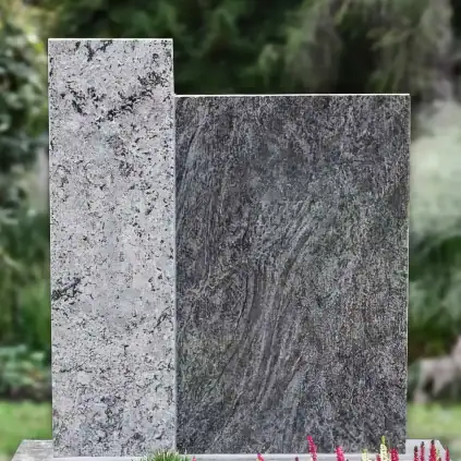 Urnengrabstein 2-teilig aus Granit mit Einfassung im modernen Design